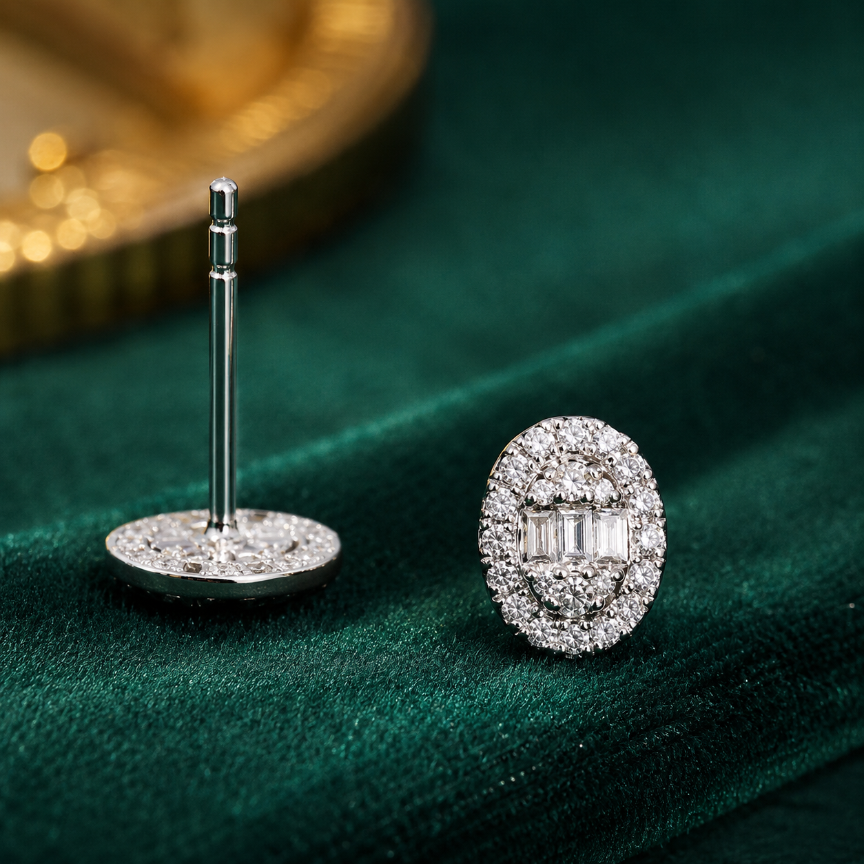 Natural diamond earrings shown in an editorial setting