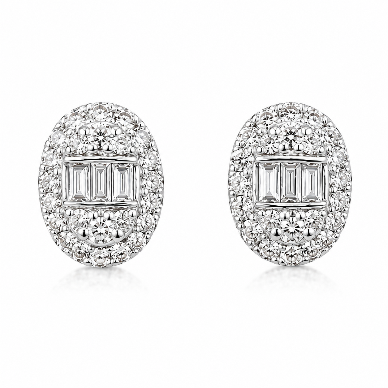 Oval diamond stud earrings