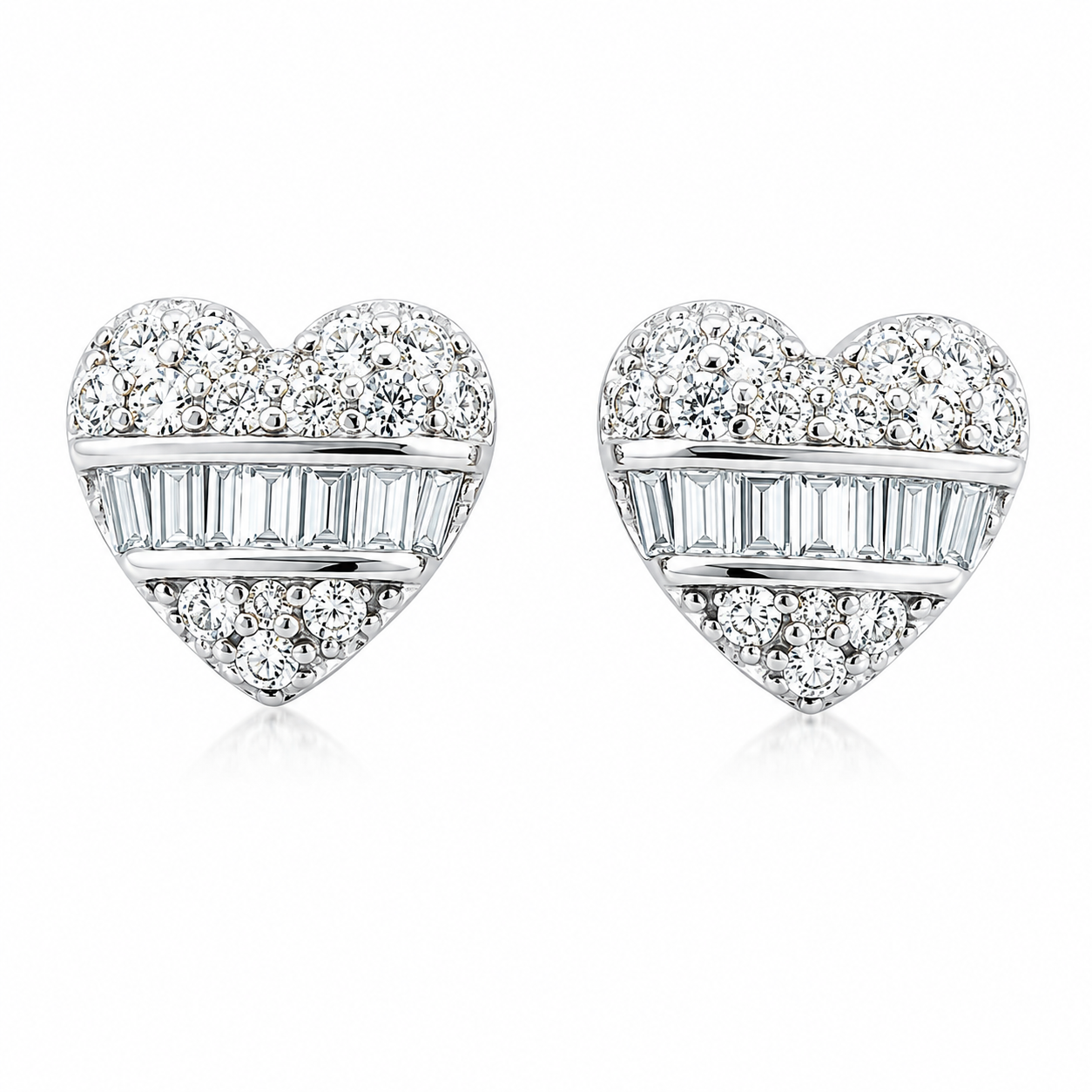 Heart diamond stud earrings