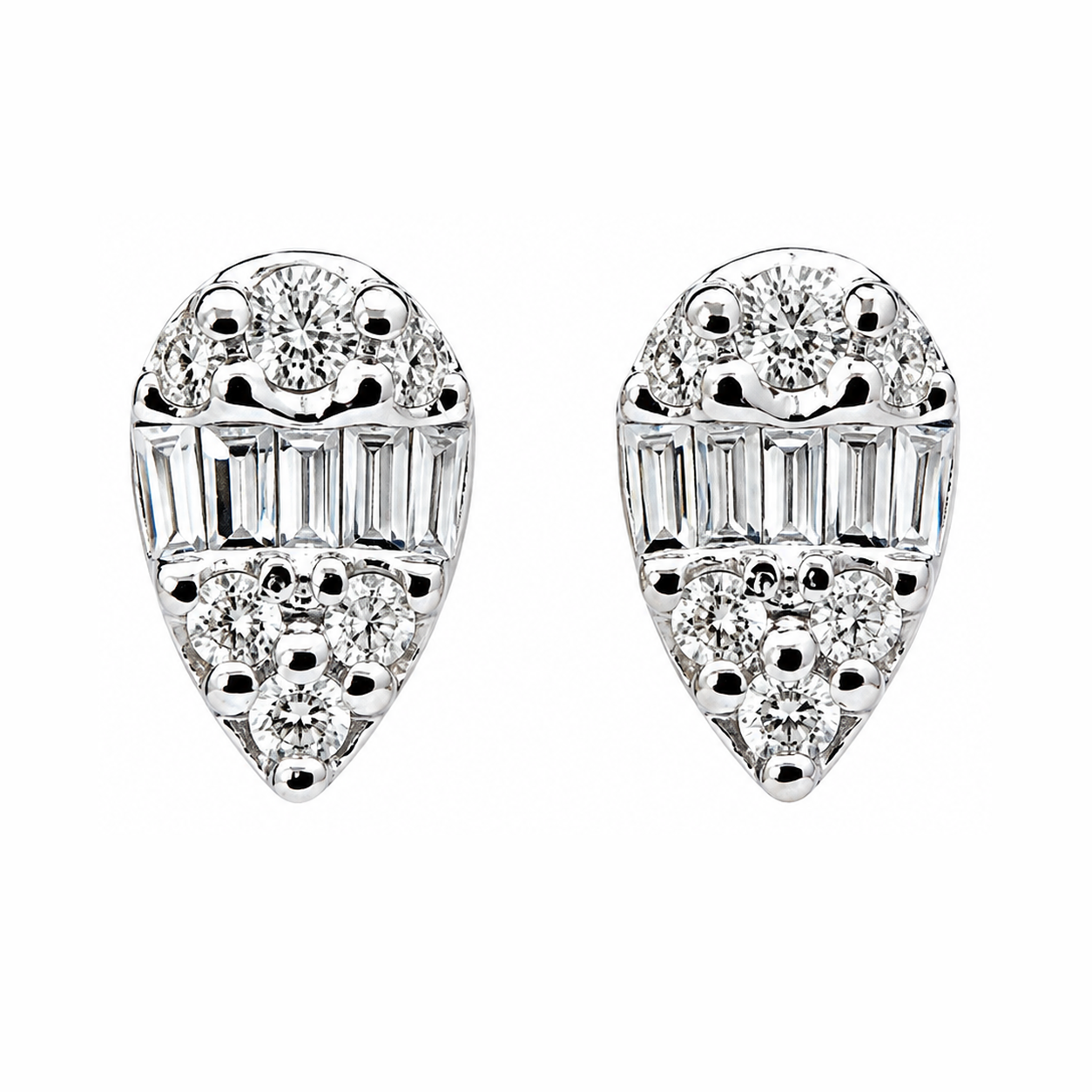 Teardrop diamond stud earrings