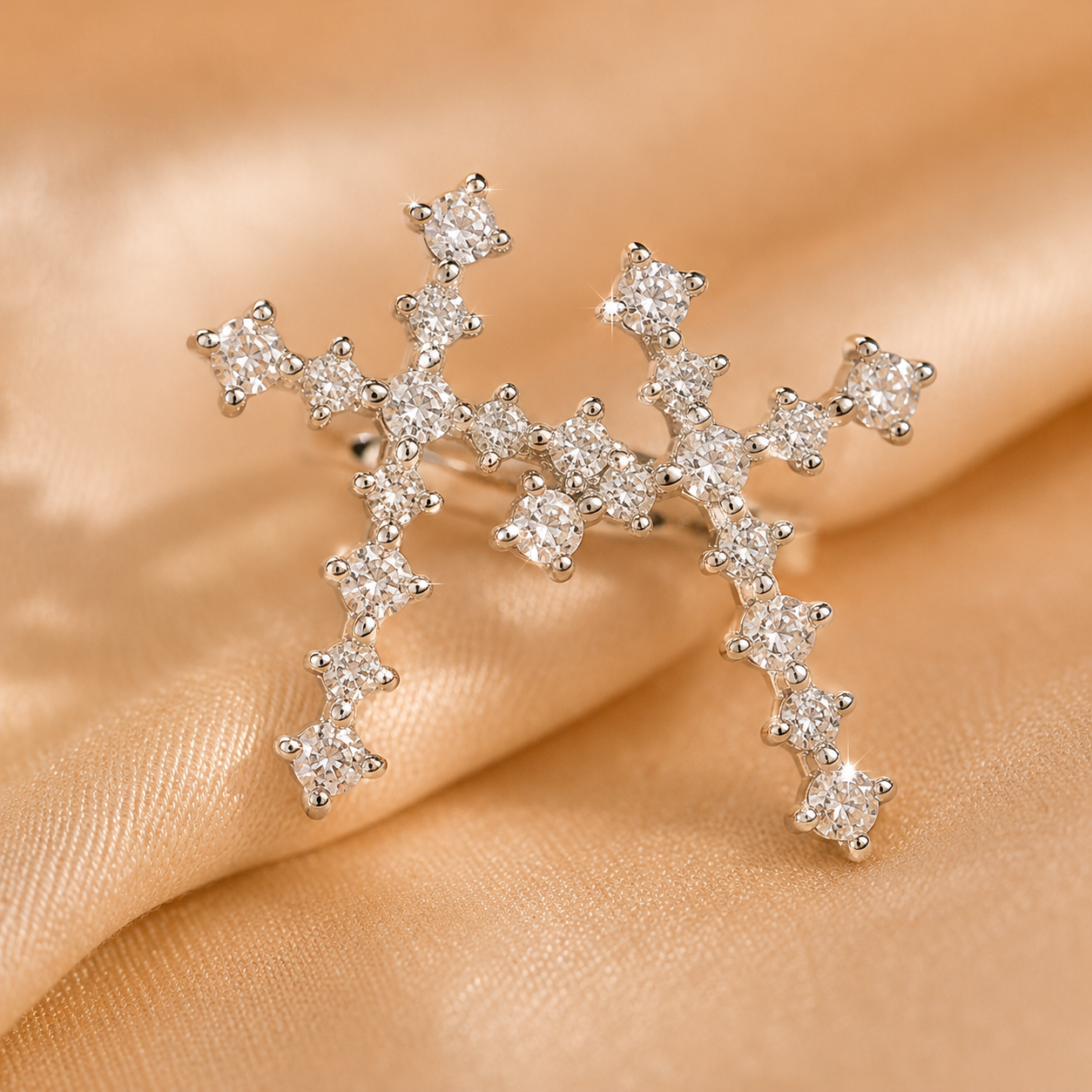 Cross diamond stud earrings alternate detail view