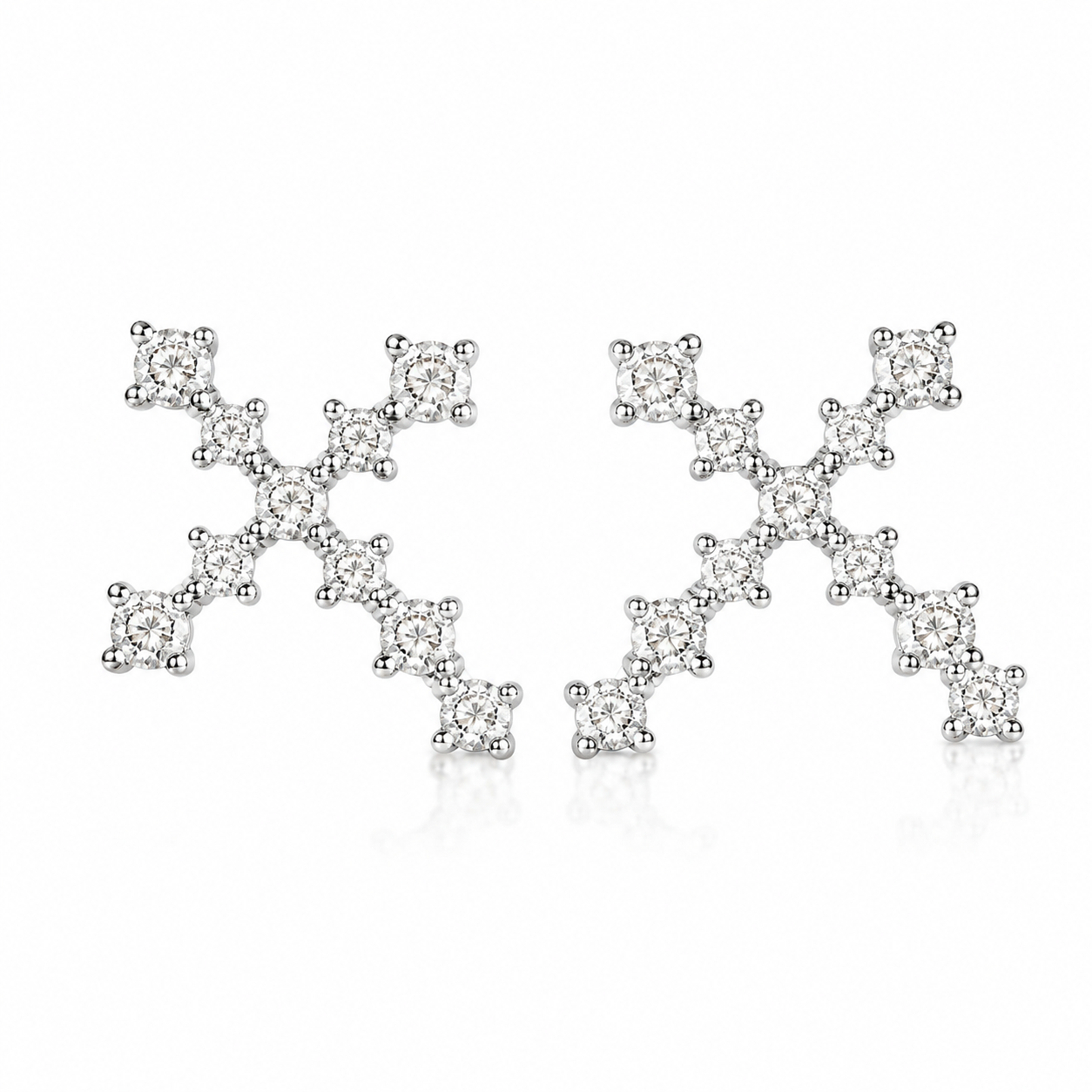 Cross diamond stud earrings