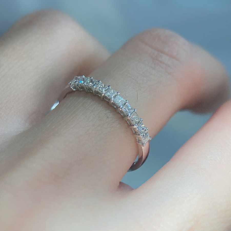 Natural diamond ring worn on hand