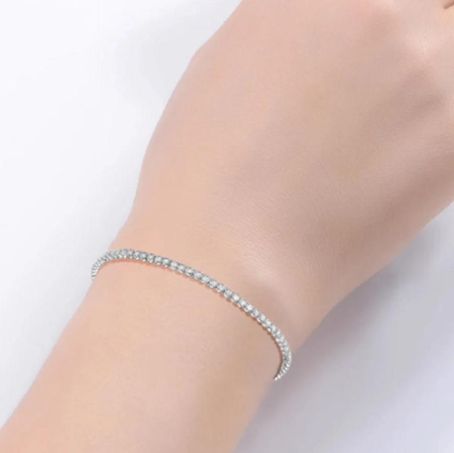 Diamond bracelet worn on wrist